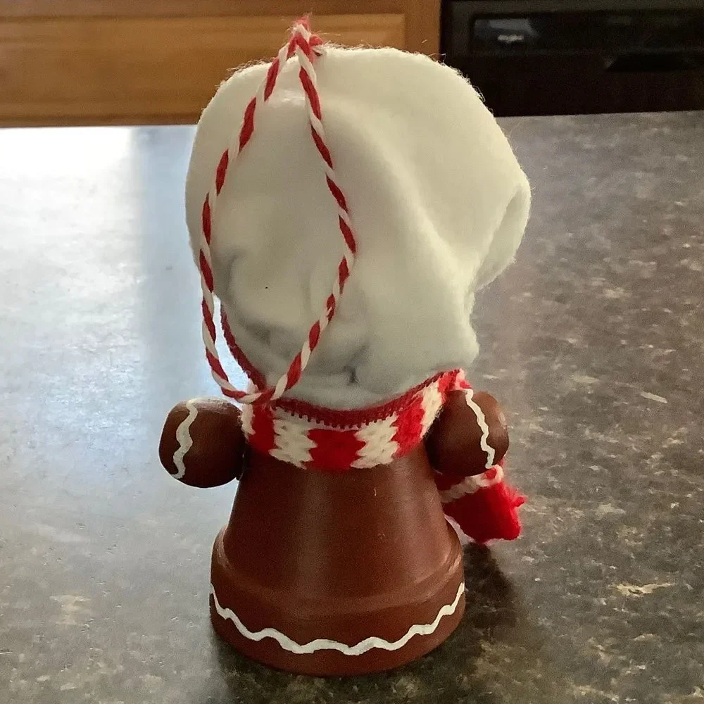 Hand crafted Christmas ornament gingerbread clay pot